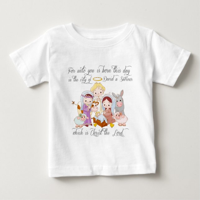 Camiseta Para Bebê Natividade de Jesus do bebê (Frente)