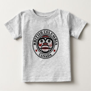 Camiseta Para Bebê Nativo Americano Vermelho Negro Haida Art Crânio