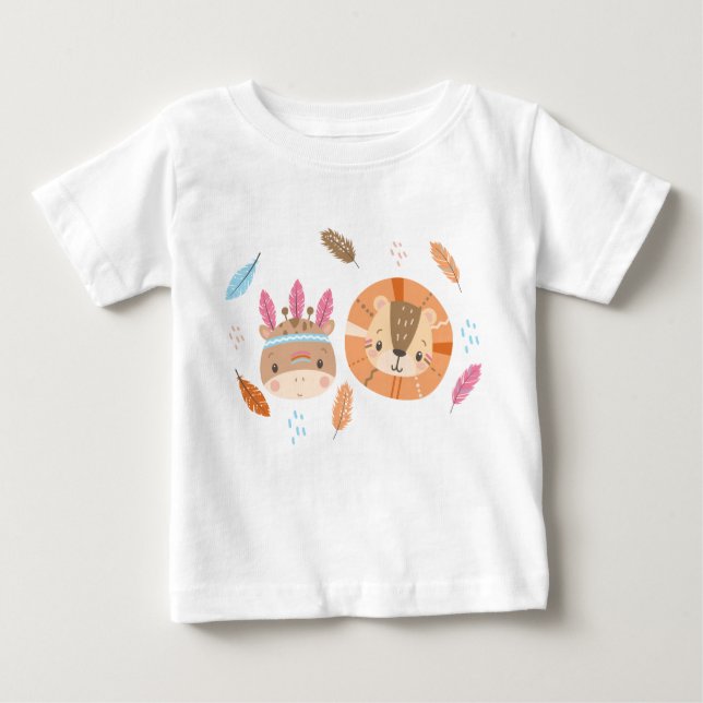 Camiseta Para Bebê Nativos americanos tribais da floresta padrão cont (Frente)