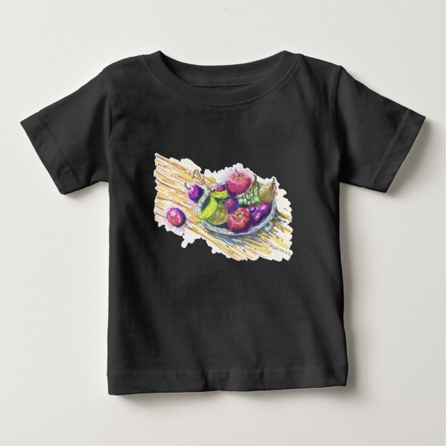 Camiseta Para Bebê Natureza Morta de Frutas (Frente)