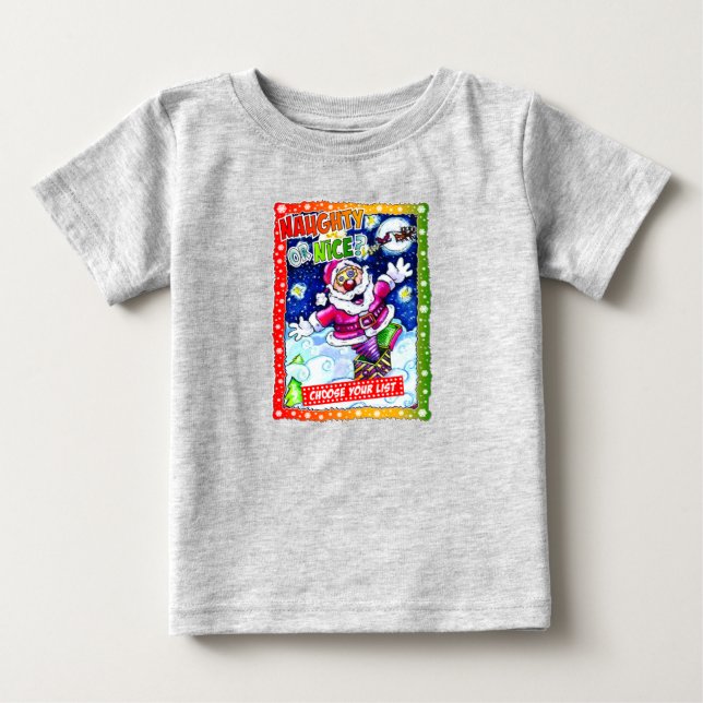 Camiseta Para Bebê Naughty or nice, choose your list (Frente)