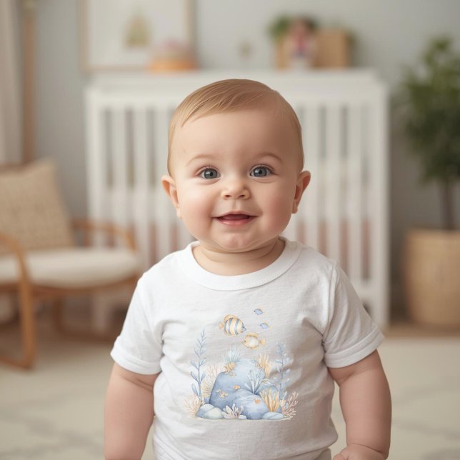 Camiseta Para Bebê Náutico Sob O Mar Você Logo Chá de Bebê (Criador carregado)