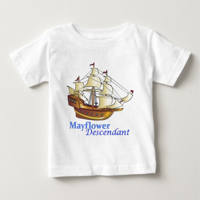 Camiseta Para Bebê Navio de navigação do descendente de Mayflower (Frente)