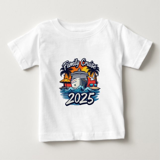 Camiseta Para Bebê Navio de Tripulação Familiar Cruise 2025 (Frente)