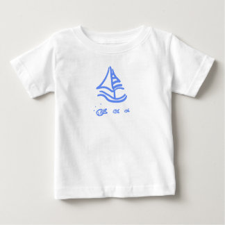 Camiseta Para Bebê Navio de vela e lata de peixe