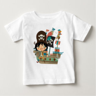 Camiseta Para Bebê Navio Pirata e Pirata