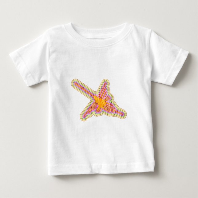 Camiseta Para Bebê Nazca Lines Hummingbird com efeito de papel rugoso (Frente)