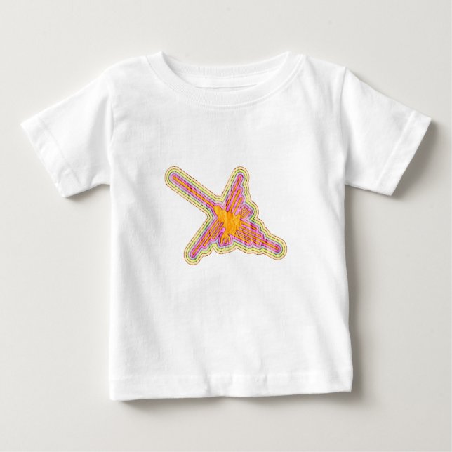Camiseta Para Bebê Nazca Lines Hummingbird com efeito de papel rugoso (Frente)