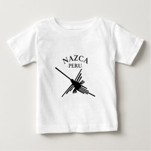 Camiseta Para Bebê Nazca Peru Hummingbird com texto curvo