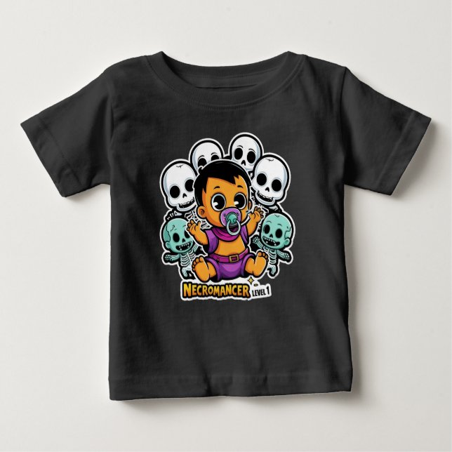 Camiseta Para Bebê Necromante - Nível 1 (Frente)