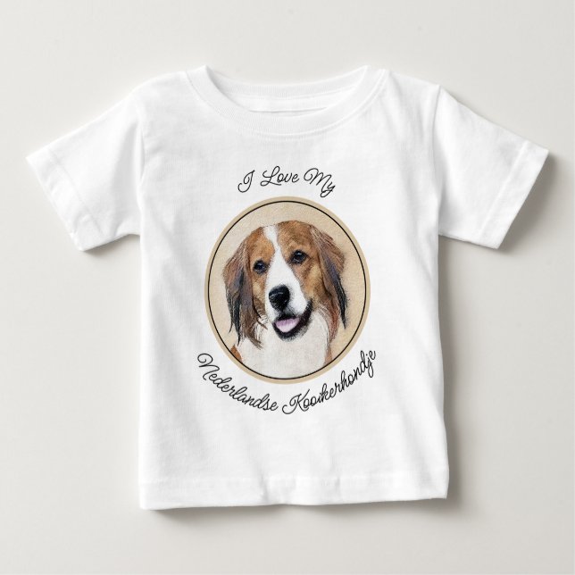 Camiseta Para Bebê Nederlandse Kooikerhondje - Pintura de Cachorro (Frente)