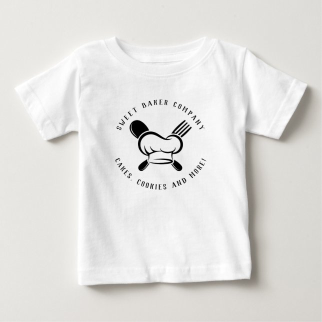 Camiseta Para Bebê Negócio Moderno de Padaria Doces (Frente)