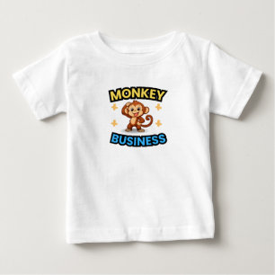Camiseta Para Bebê Negócios de Macaco Divertido