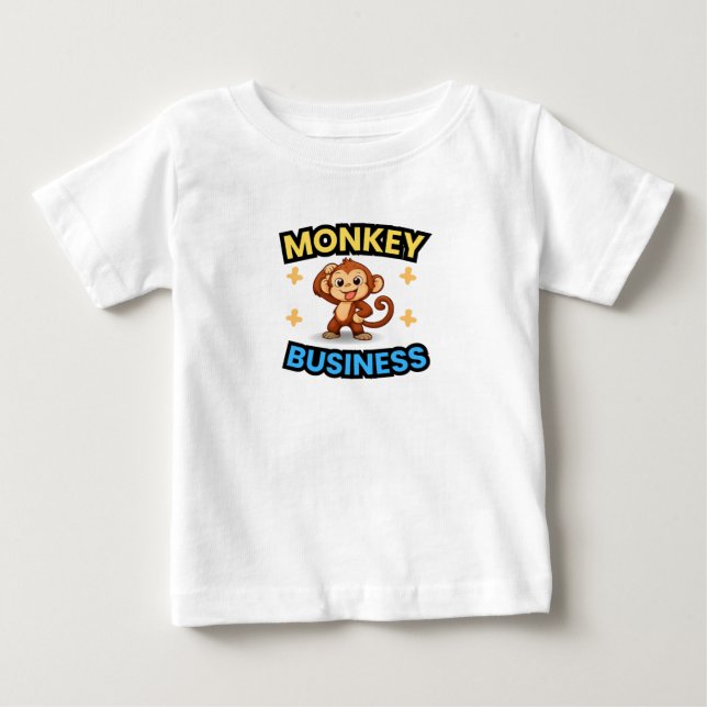 Camiseta Para Bebê Negócios de Macaco Divertido (Frente)