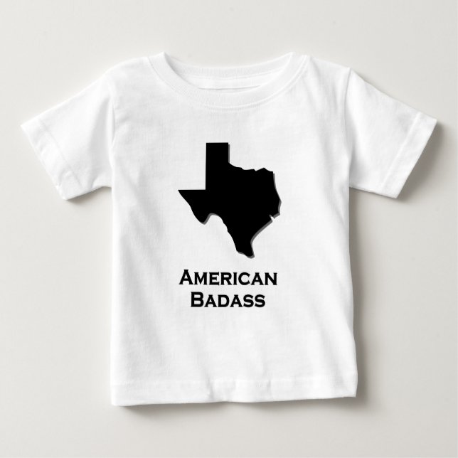 Camiseta Para Bebê negro Badass americano do Texas (Frente)