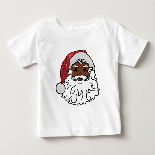 Camiseta Para Bebê negro santa claus (Frente)