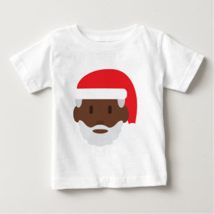 Camiseta Para Bebê negro santa claus emoji