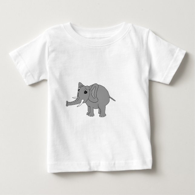 Camiseta Para Bebê "Nellie" o elefante (preto e branco) (Frente)