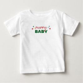 Camiseta Para Bebê Nené Alegre Escrita Colorida Natal