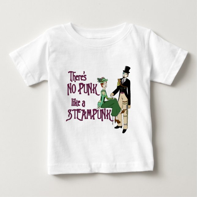 Camiseta Para Bebê Nenhum Punk como um Steampunk (Frente)