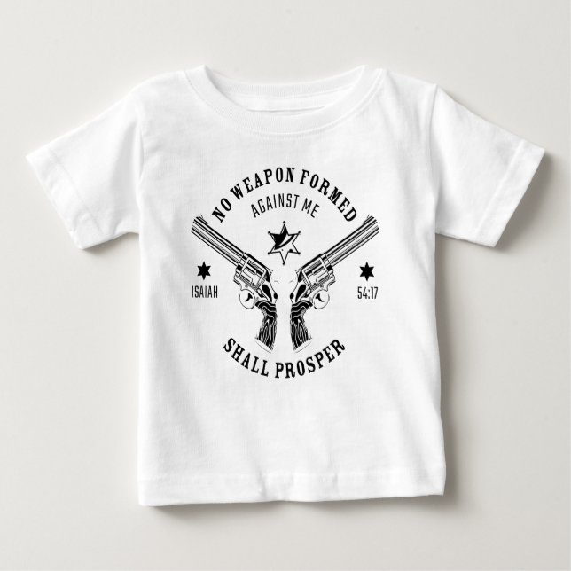 Camiseta Para Bebê Nenhuma Arma Formada Contra Mim - Proteção Isaiah  (Frente)