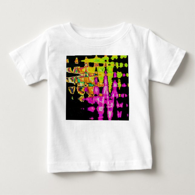 Camiseta Para Bebê Neon Glitch Abstrato Art Impressão (Frente)