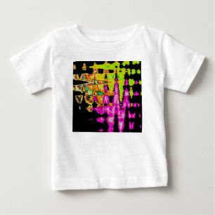 Camiseta Para Bebê Neon Glitch Abstrato Art Impressão