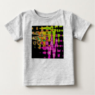 Camiseta Para Bebê Neon Glitch Abstrato Art Impressão