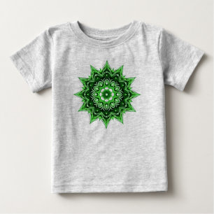 Camiseta Para Bebê Neon Green Mandala Glow