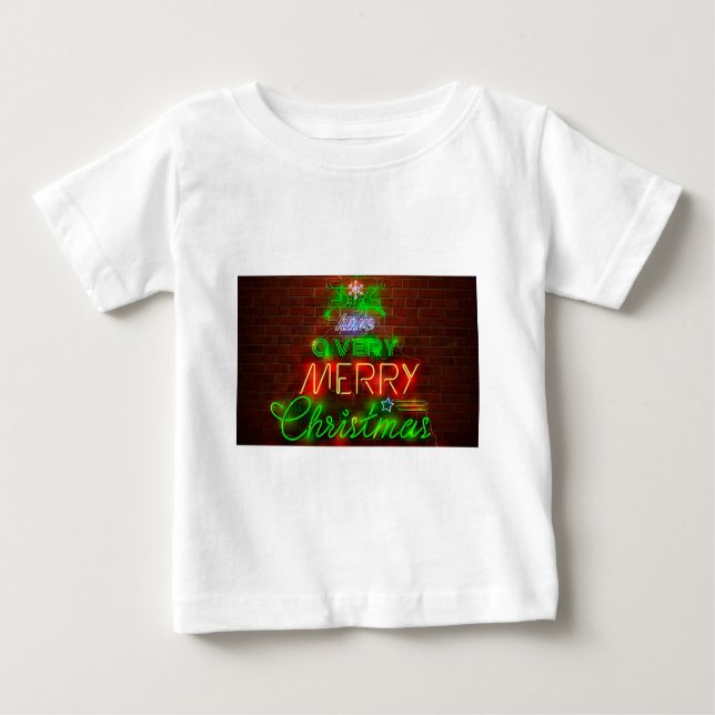 Camiseta Para Bebê Neon Tenha Um Feliz Natal (Frente)