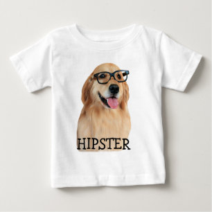 Camiseta Para Bebê Nerd do hipster do golden retriever