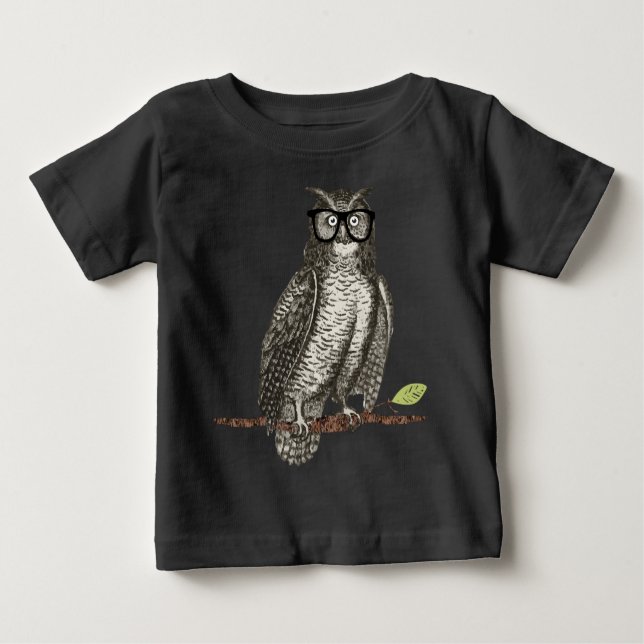 Camiseta Para Bebê Nerd Óculos Coruja (Frente)