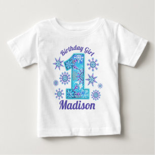 Camiseta Para Bebê Neve Primeiro Aniversário congelado