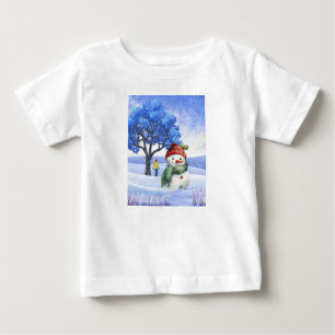 CAMISETA PARA BEBÊ NEVE SE DIVERTIU NO DIA DO INVERNO