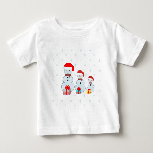 Camiseta Para Bebê Neves-cristãos e flocos de neve (Frente)