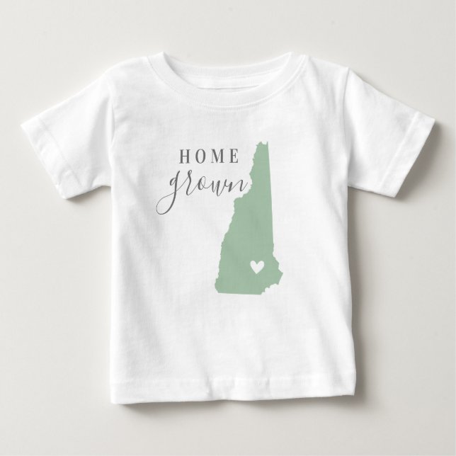Camiseta Para Bebê New Hampshire Home Grown | Estado das Cores Editáv (Frente)