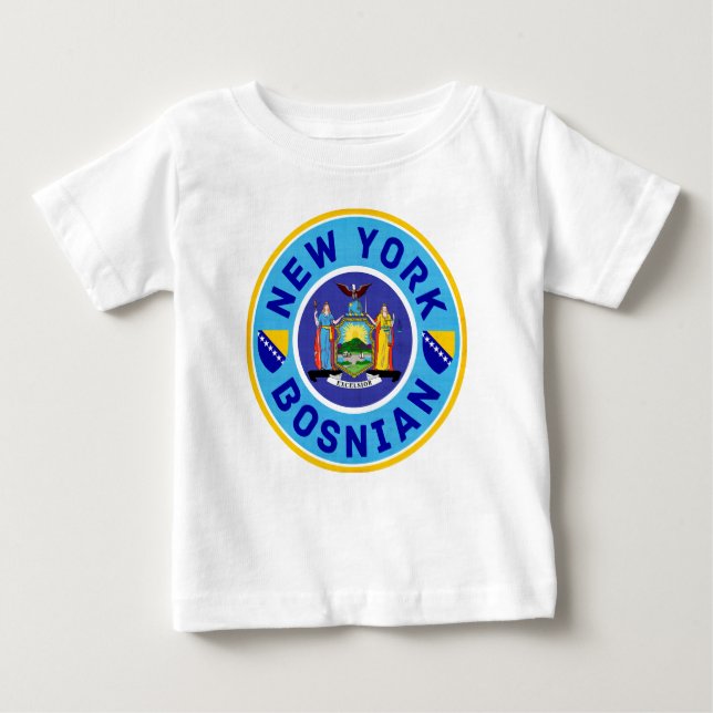 Camiseta Para Bebê New York Bosnian American (Frente)