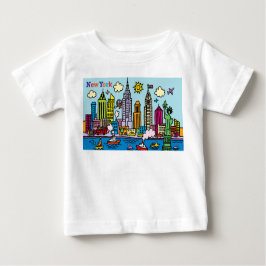 Camiseta Para Bebê New York Cartoon Sighsee Building