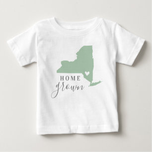 Camiseta Para Bebê New York Home Grown Mapa de Estado de Cores Edit
