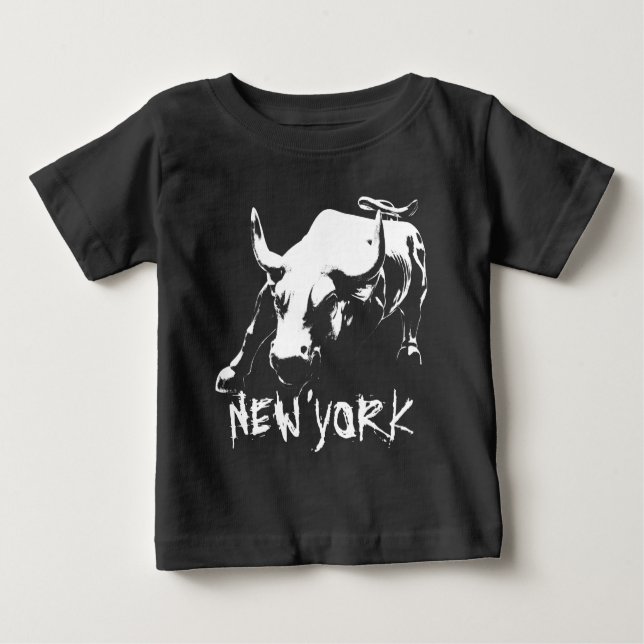 Camiseta Para Bebê New York Souvenir Hoodie Bull NY Shirt Souvenir (Frente)