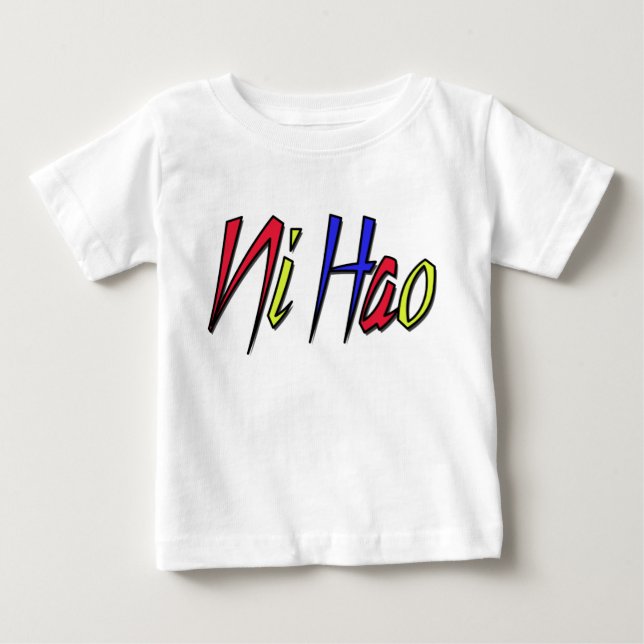 Camiseta Para Bebê Ni Hao - chinês para olá! (Frente)