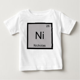 Camiseta Para Bebê Nicholas Nome Química Elemento Tabela Periódica