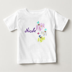 Camiseta Para Bebê Nicole, Nome Com Gatinhos,