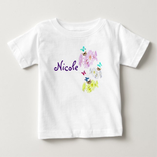 Camiseta Para Bebê Nicole, Nome Com Gatinhos,  (Frente)