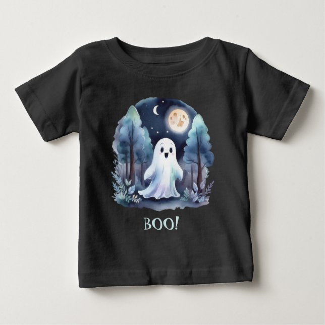 Camiseta Para Bebê Niedliches Gespenst Geist im Wald (Frente)