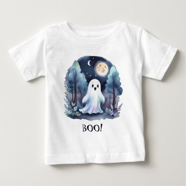 Camiseta Para Bebê Niedliches Gespenst Geist im Wald (Frente)