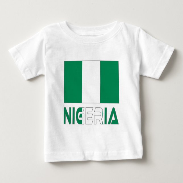 Camiseta Para Bebê Nigéria com bandeira nigeriana (Frente)