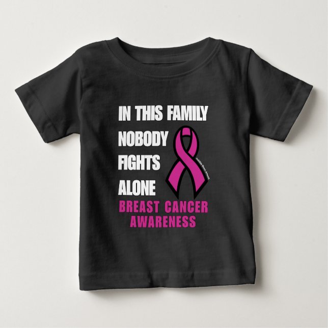 Camiseta Para Bebê NINGUÉM LUTA SOZINHO...Cancer (Frente)