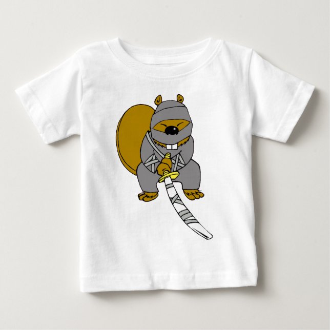 Camiseta Para Bebê Ninja Beaver (Frente)