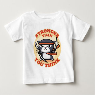 Camiseta Para Bebê Ninja Cat   Mais Forte Do Que Acha